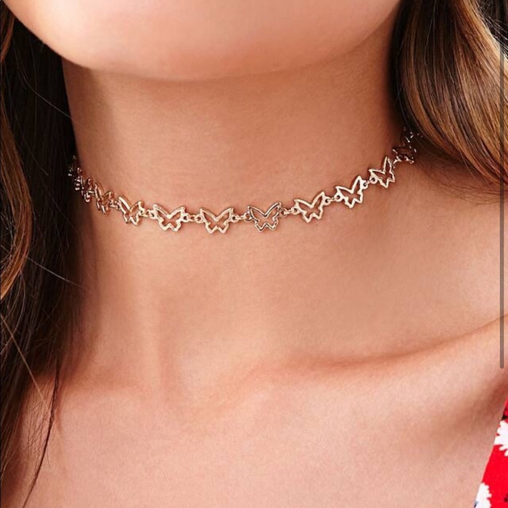 Forever 21 butterfly gold choker